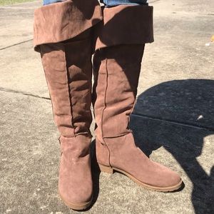 Charles Albert tan knee length boots size 10